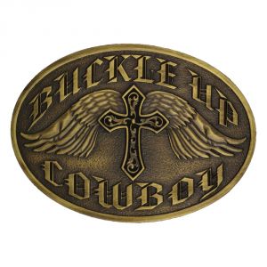 Montana Silversmiths Buckle Up Cowboy with Winged Cross Heritage Attitude Belt Buckle (A233)